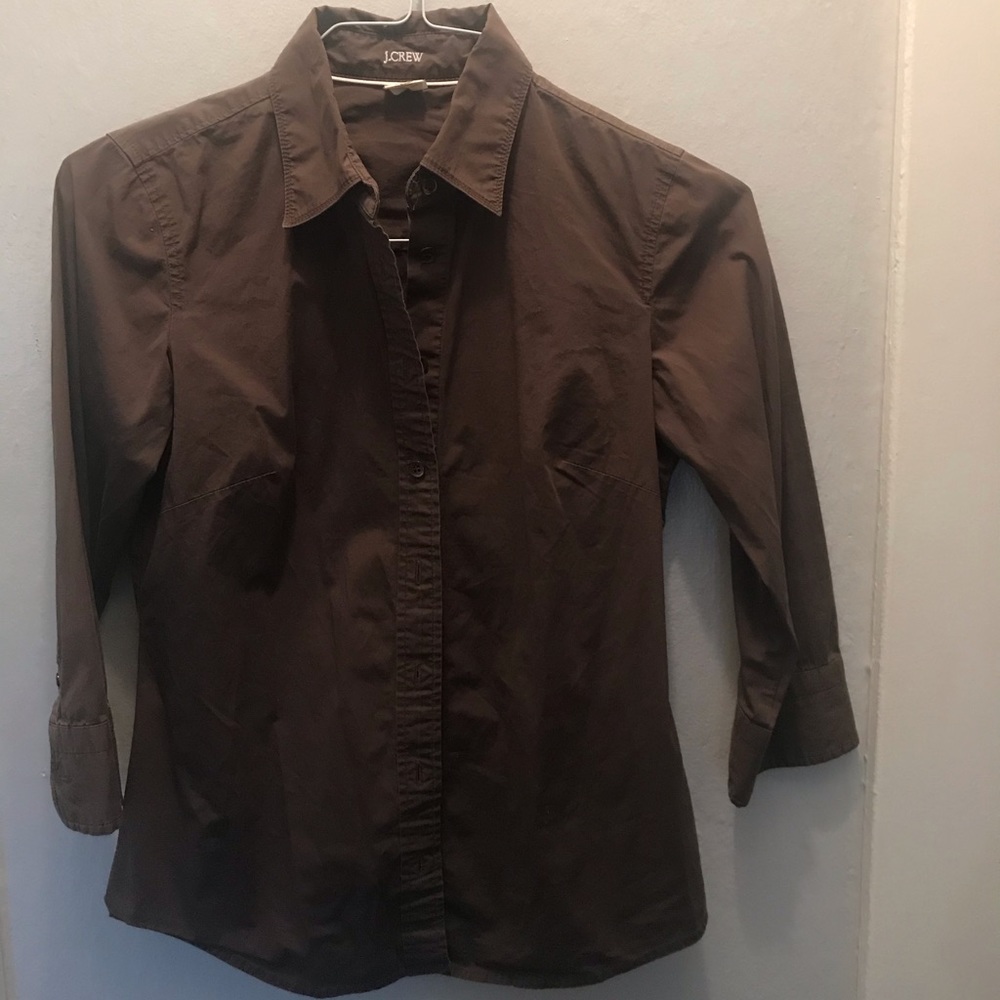 J. Crew brown 3/4 sleeve button up size S